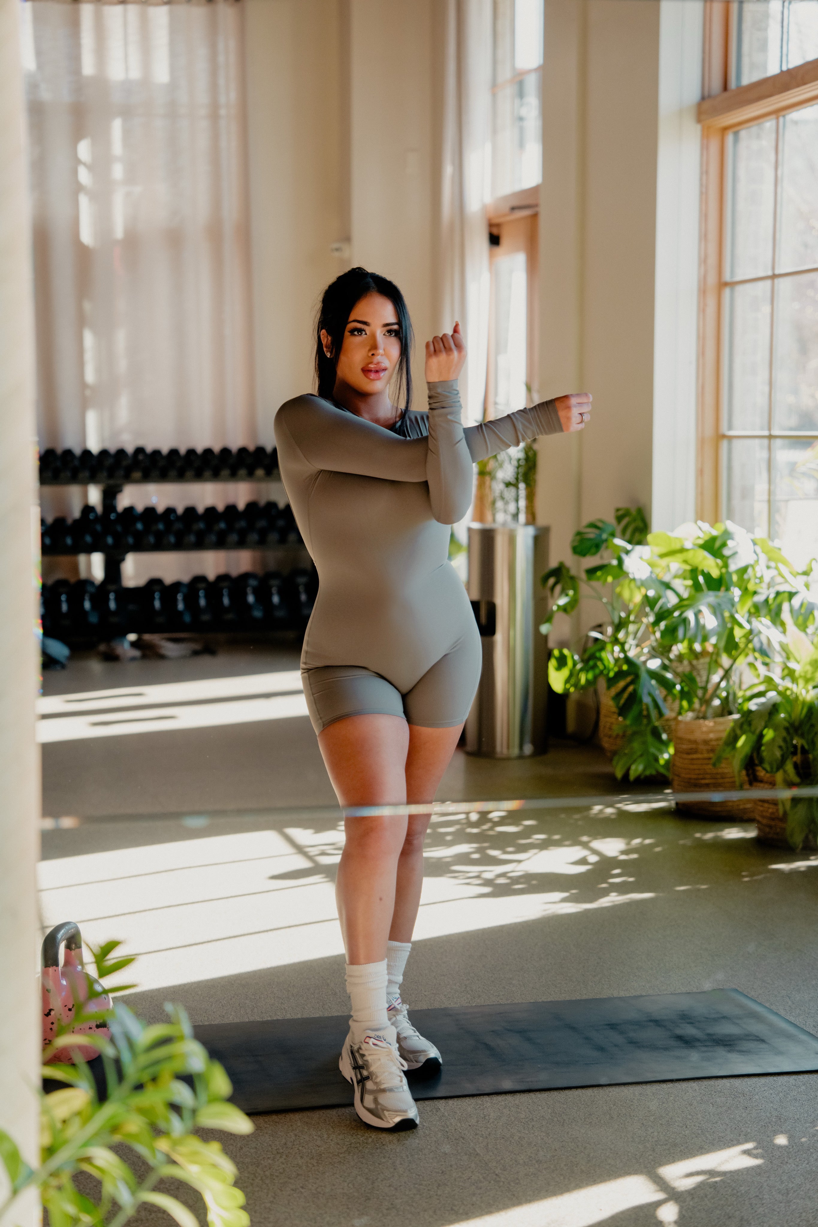 Charcoal yoga romper